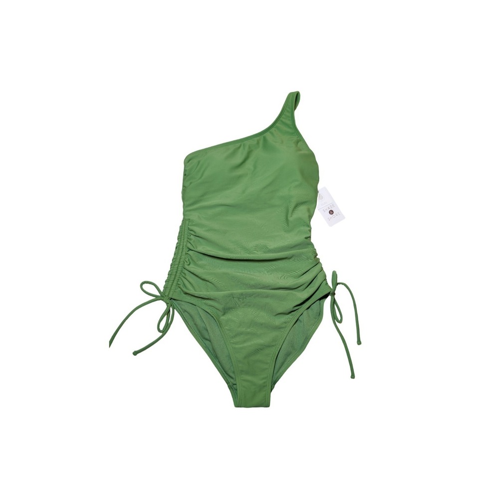 ⭐D1 Shade & Shore Scrunch Side W Bow One Piece One Shoulder Swimsuit Green - XS